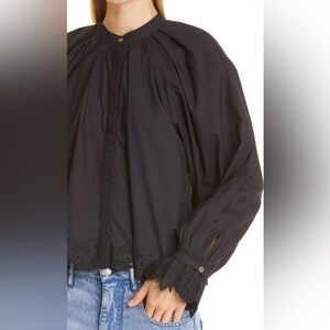 Isabel Marant ÉTOILE Black Ciladwel Embroidered Blouse top Long Sleeve